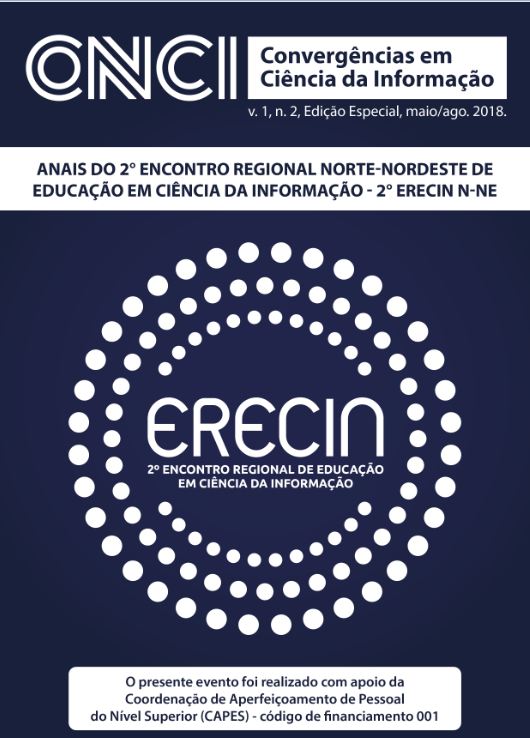 					Visualizar v. 1 n. 2 (2018): Anais do 2º Encontro Regional Norte-Nordeste de Educação em Ciência da Informação – 2º ERECIN N-NE
				