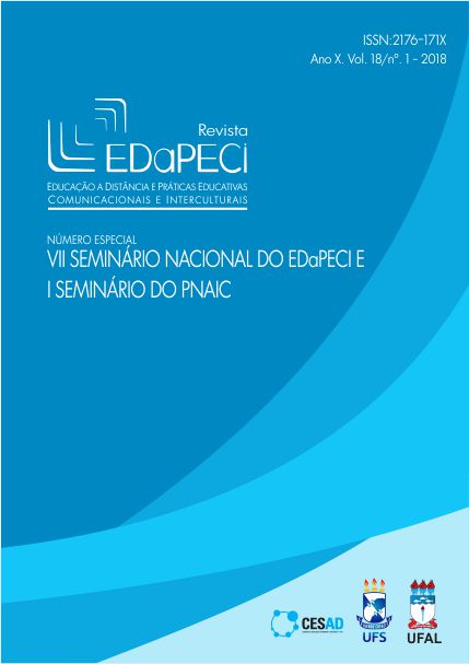 					Visualizar v. 18 n. 1 (2018): Revista EDaPECI - Educação a Distância e Práticas Educativas Comunicacionais e Interculturais
				